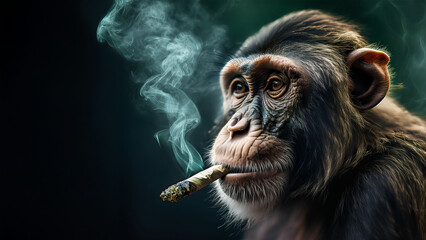 Charming Chimp with Cigar Exuding Personality Image