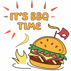 Illustration Of Delicious Burger With Barbecue Text Representing Summer Cooking Time
