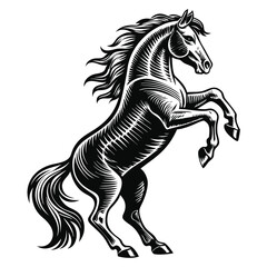 Black stallion silhouette vector illustration of a running equine animal