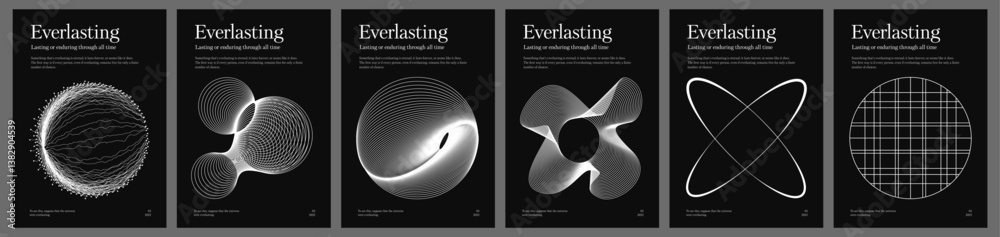 Wall mural minimalistic y2k technology flyer design with wireframe shapes. frames in modern si-fi style. brutal
