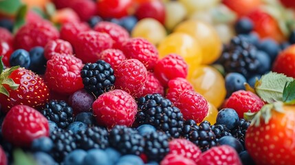 Vibrant berry harvest local farm market food photography outdoor setting close-up view fresh produce appeal