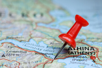 Korinthos, Peloponnese, Greece pin on map