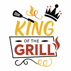 King Of The Grill Bbq Celebration Design For Barbecue Concept Illustration