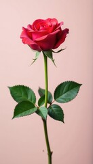 Fototapeta premium Single rose in full bloom on clean background, roses, blossom