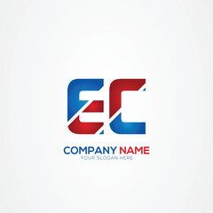 EC or CE Creative Modern Letters Logo Design Element red and blue