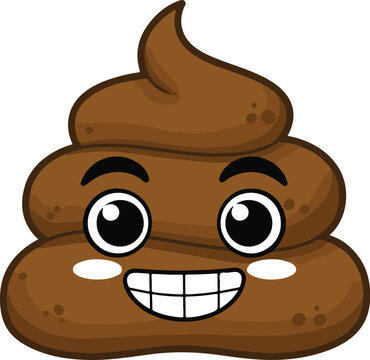 recommend clip art: Poo happy emoticon, emoji - poop face - vector illustration