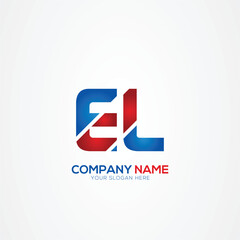 EL or LE Creative Modern Letters Logo Design Element red and blue