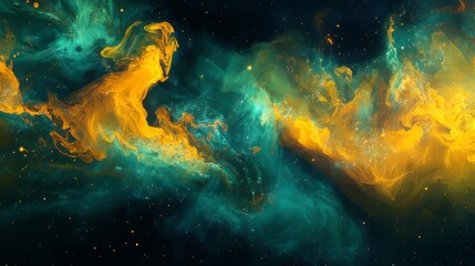 abstract yellow and green smoke on black background featuring vivid swirling motion and vibrant color contrast for energetic digital art, modern wallpaper design, and creative visual effects projects