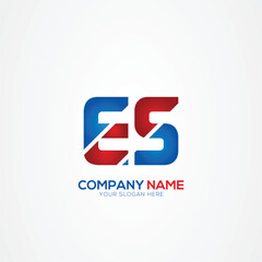 ES or SE Creative Modern Letters Logo Design Element red and blue