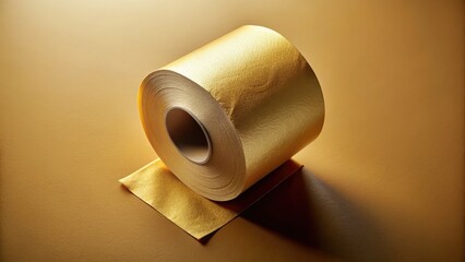 Sepia Luxury Toilet Paper Flat Lay: Minimalist Gold Reflection Photography