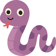 Cute Cartoon Purple Snake Illustration flat