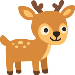 Cute Cartoon Deer Illustration flat