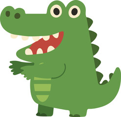 Cartoon Alligator Character Illustration doodle flat