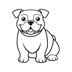 Fototapeta premium Adorable bulldog puppy silhouette isolated on white background