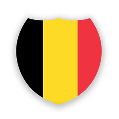 Fototapeta premium Belgium flag in the shape of a shield isolated on white. Illustration 