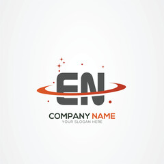 Naklejka premium Letter EN NE Modern Planet space logo design With Creative Vector Elements