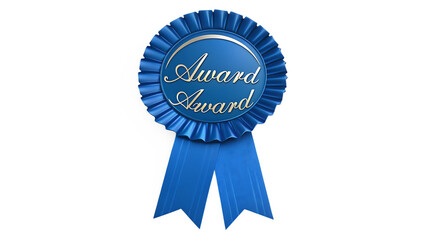 Blue Award Ribbon PNG &ndash; Isolated Prize Badge with Gold Text on Transparent Background for Achievement and Celebration Design
