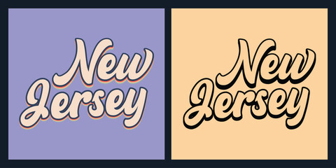 New Jersey state retro text t shirt design