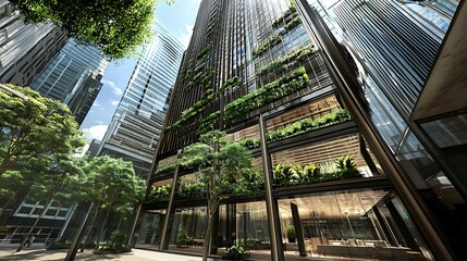 Modern skyscraper with integrated vertical garden.