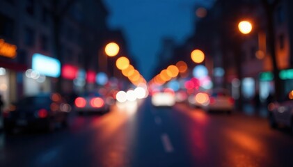 Abstract late night city lights, blurred bokeh effect, photography, wallpaper, texture