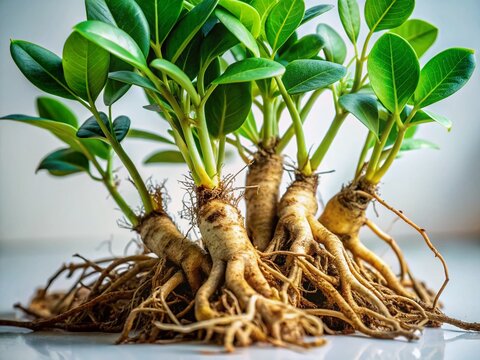 Stemona Tuberosa: Close-up of Roots and Green Leaves in Natural Setting