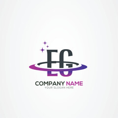 Naklejka premium Modern Letter EH HE Planet space logo design With Creative Vector Elements