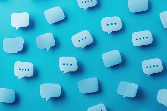 Blue social media like, speech bubbles, top view