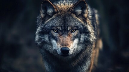 Obraz premium wolf Background , HD, Realistic, 4K, Copy Space --ar 16:9 --v 6.1 Job ID: 116babdd-4650-47ec-88a0-98c0285fd10b