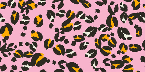Leopard spots seamless pattern design. Vector pink background, wallpaper, wrapping paper, fabric, print