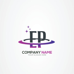 Naklejka premium Modern Letter EP PE Planet space logo design With Creative Vector Elements