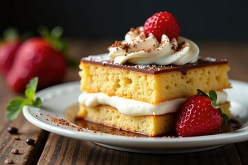 Classic Italian dessert; layers of coffee-soaked ladyfingers, mascarpone cream , background, delicious, sweet treat
