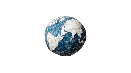 Fototapeta premium Earth representation, paper craft globe, blue, white continents, sphere, cut out transparent