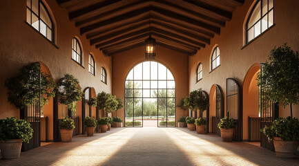 Obraz premium Large sports complex, wide open space with club, classic Italian and Provençal style, realistic visualization