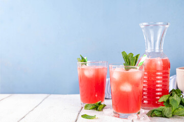 Homemade watermelon lemonade, iced watermelon juice