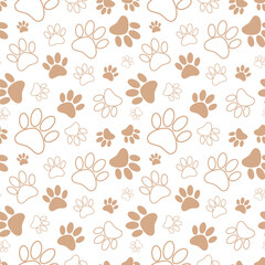 Seamless pet paw pattern background. Seamless Paw Print Background. Eps 10