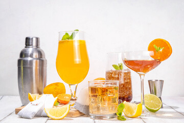 Trendy tea cocktail set, sparkling tea soda