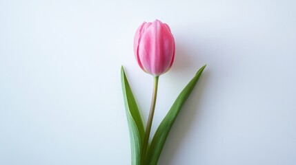 Fototapeta premium Pink Tulip on White Background