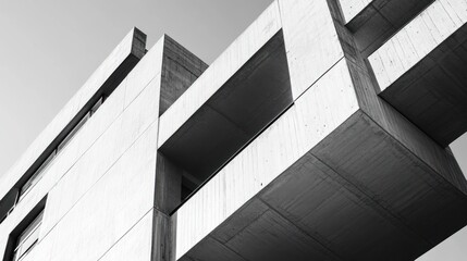 Concrete Architectural marvel: A Modernist masterpiece in grayscale