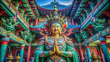 Surreal Colorful Buddhist Deity Sculpture, Beomeosa Temple, Busan, South Korea