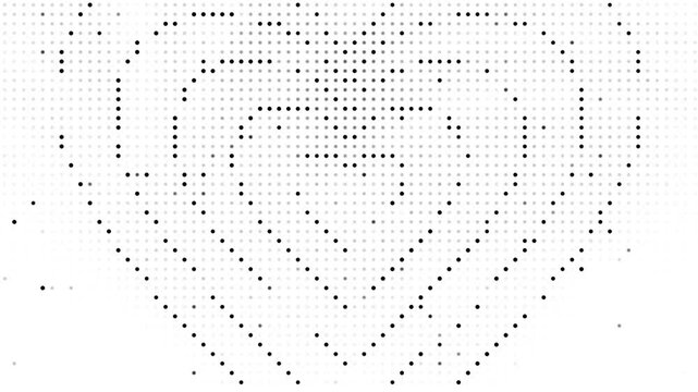 white halftone animated dotted heart tunnel abstract loop animation background