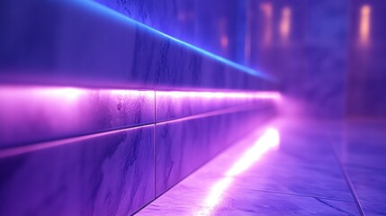 Purple LED lights illuminate modern spa bathroom