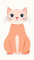 Obraz premium Cute Minimalist Pink Cat Illustration in Modern Flat Style