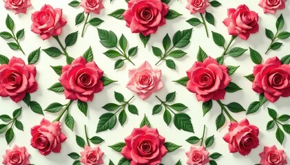 Small-scale repeating rosebud motif, muted tones, repeating, simple, beige