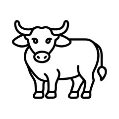 buffalo vector icon, simple black outline line icon of buffalo, animal vector line art icon