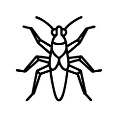 grasshopper vector icon, simple black outline line icon of grasshopper, animal vector line art icon