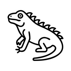 Obraz premium iguana vector icon, simple black outline line icon of iguana, animal vector line art icon