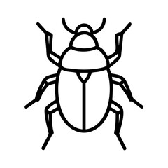 beetle vector icon, simple black outline line icon of beetle, animal vector line art icon