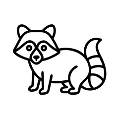 raccoon vector icon, simple black outline line icon of raccoon, animal vector line art icon