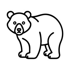 polar bear vector icon, simple black outline line icon of polar bear, animal vector line art icon
