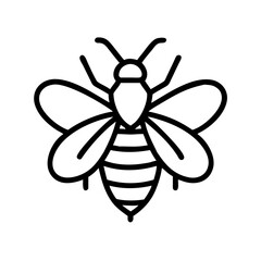 honeybee vector icon, simple black outline line icon of honeybee, animal vector line art icon